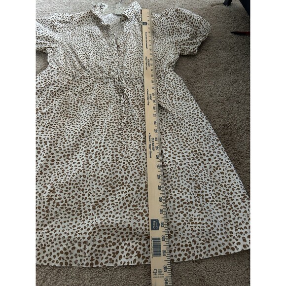 J. Crew Short Sleeve Collared Brown Cheetah Print Mini Dress Career Preppy Sz 8 - Picture 7 of 10